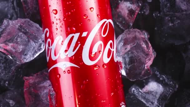 Minsk Belarus January 2021. Coca cola in ice close-up — Stock Video