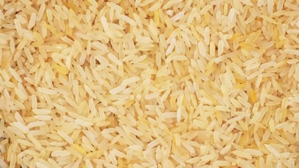 Brown rotación de arroz crudo primer plano lento mo — Vídeo de stock