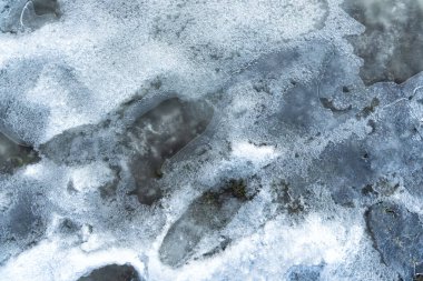 Gölde kışın buz kabuğu dokusu