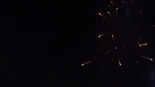 Εορταστικά πυροτεχνήματα στον μαύρο ουρανό. 4ια — Αρχείο Βίντεο