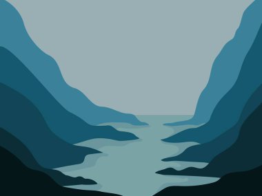 Abstraction for the site. River and mountains sketch