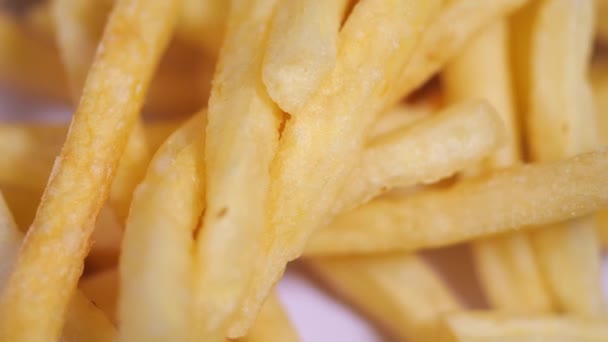 Pommes frites närbild. makrovideo — Stockvideo