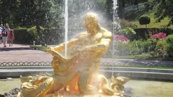 2021年6月21日，俄克拉荷马州萨特彼得堡：彼得霍夫的皇家喷泉 — 图库视频影像