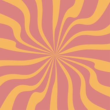   Turuncu ve pembe tonlarda dalgalı güneş patlaması desenli retroskopik arka plan. Vintage posterler, sosyal medya şablonları, tekstil tasarımı, ambalaj ve dijital sanat projeleri için mükemmel.
