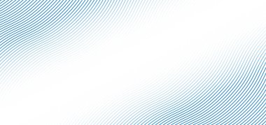 Beyaz arkaplan üzerinde soyut mavi dalga çizgileri deseni ve metin için boşluk. Banner web mavi eğri çizgi şablon tasarımı. Vektör illüstrasyonu