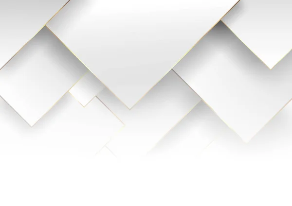Abstracte Moderne Elegante Witte Grijze Gradiënt Vierkante Vorm Met Gouden — Stockvector