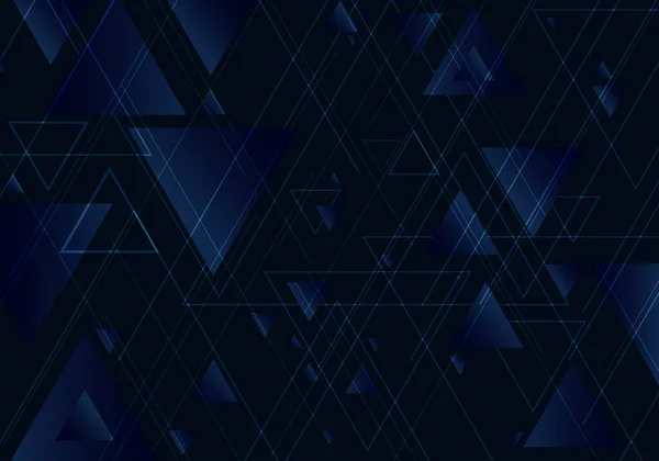 Abstraktní Modré Trojúhelníky Tvar Linie Černém Pozadí Pro Obchodní Technologie — Stockový vektor