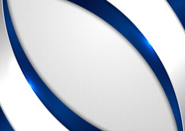 Beyaz zemin üzerinde kare desenli soyut mavi ve gri eğri şekli. Teknoloji konsepti. Vektör illüstrasyonu