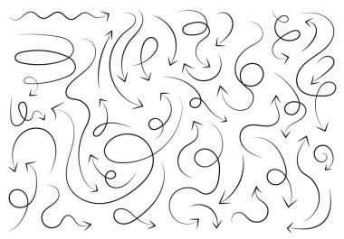 El çizimi siyah oklar beyaz arka planda izole edilmiş. Vektör illüstrasyonu