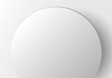 Ürün gösterimi için 3 boyutlu gerçekçi beyaz daire arkaplanı. Stüdyoda gri arka planda ışıklandırma platformu. Müze gösterisi konsepti. Vektör illüstrasyonu