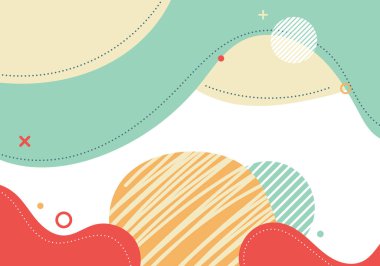 Banner web şablonu soyut yeşil organik sıvı şekli ve beyaz arkaplanda daire çizgisi deseni. Vektör illüstrasyonu