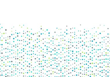 Soyut mavi geometrik tekrarlayan kare rastgele boyut deseni beyaz arkaplanda izole edildi. Vektör illüstrasyonu