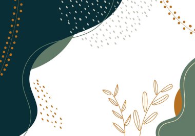 Soyut modern yaratıcı kolaj çağdaş el çizimi egzotik orman bitkileri desen arka plan. Vektör illüstrasyonu