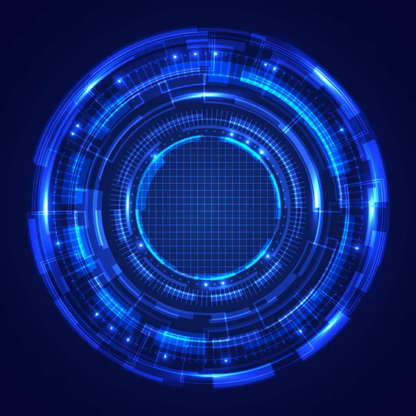 Абстрактні Сині Кола Hud Технологія Екрану Футуристичні Інновації Ефектом Освітлення — стоковий вектор