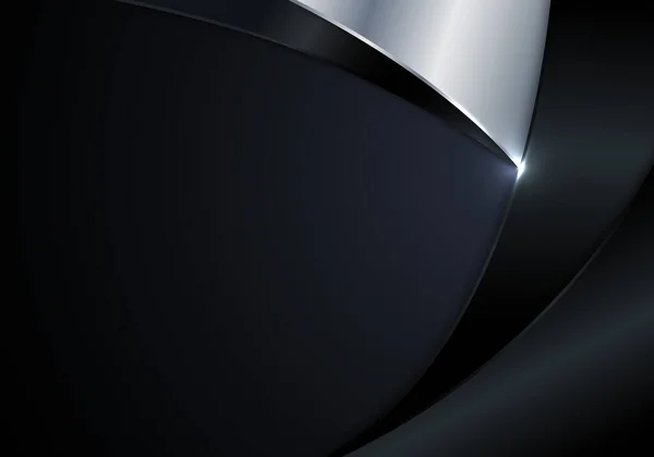 Nowoczesny Luksusowy Szablon Abstrakcyjny Czarny Srebrny Metaliczny Kształt Krzywej Oświetleniem — Wektor stockowy