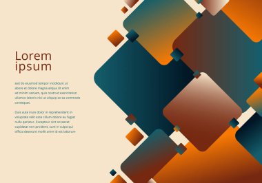 Soyut kareler beyaz arkaplanda yuvarlak katmanlı desen. Vektör illüstrasyonu