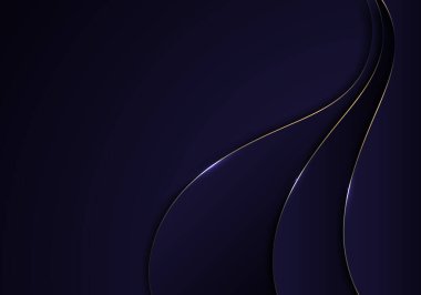 Siyah arka plan lüks tarzında soyut altın dalga çizgisi. Vektör illüstrasyonu