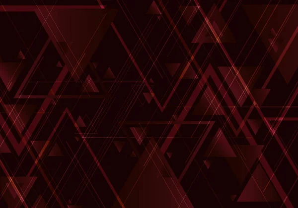 Forme Abstraite Triangles Rouges Lignes Sur Fond Noir Pour Style — Image vectorielle