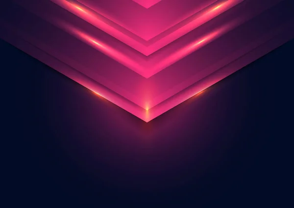 Concepto Tecnología Abstracta Triángulo Luces Rosadas Sobre Fondo Oscuro Con — Vector de stock