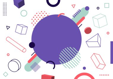 Soyut modern geometrik desen 3d elementler beyaz arka planda tasarımı en aza indirir. Vektör illüstrasyonu