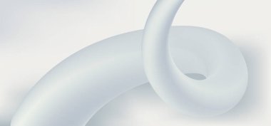 Temiz arkaplanda üç boyutlu beyaz ve gri eğimli sıvı akışı şekli. Vektör illüstrasyonu