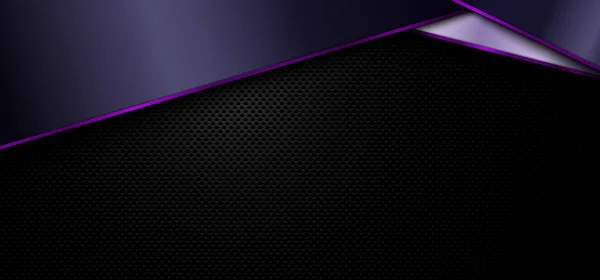 横幅网页模板抽象几何紫色条纹和光泽的黑色背景和纹理 矢量说明 — 图库矢量图片