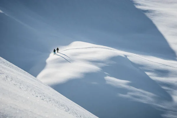 アルプス リエンツ オーストリアの2人のスキー選手 — ストック写真