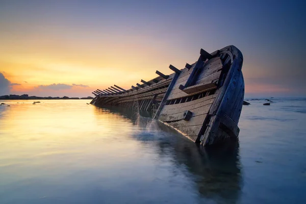 Ναυάγιο Στην Παραλία Anyer Banten Δυτική Ιάβα Ινδονησία — Φωτογραφία Αρχείου