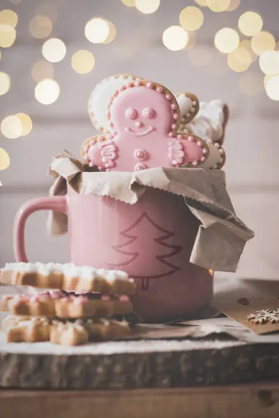 Christmas Gingerbread Cookies Mug — Stock Photo, Image
