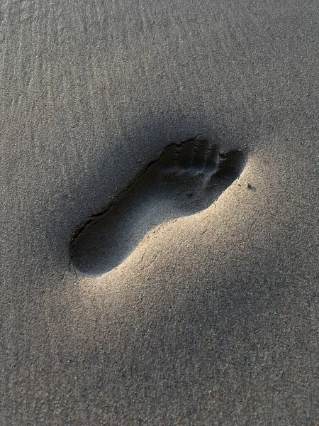 Close Uma Pegada Areia Seychelles — Fotografia de Stock