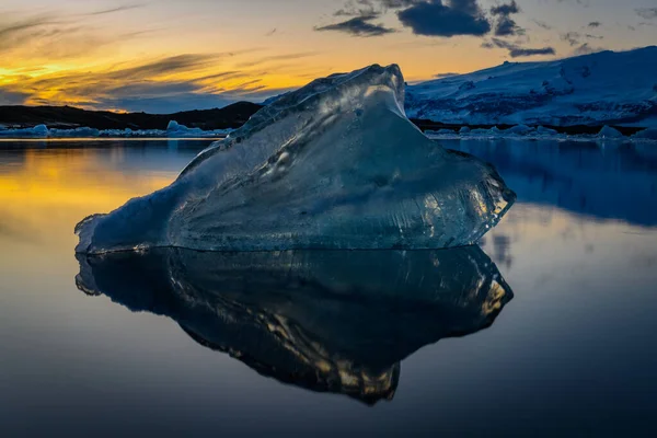 Long Plan Exposition Iceberg Sur Lac Glaciaire Jokulsarlon Parc National — Photo