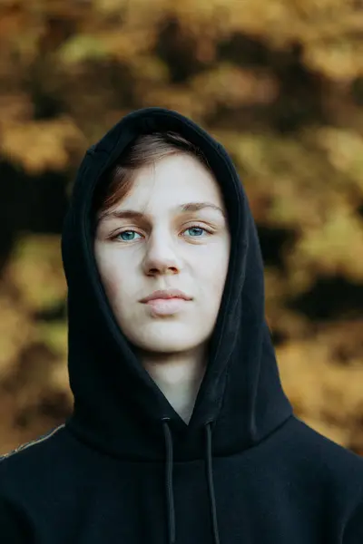 Portrait Teenage Boy Standing Outdoors — Stock Photo, Image