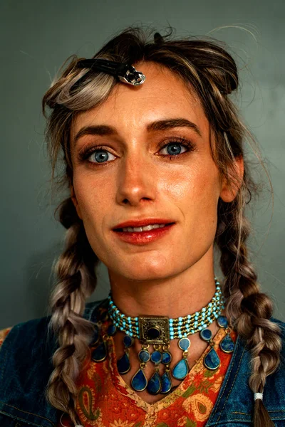 Portrait Beautiful Bohemian Woman — Stock Photo, Image