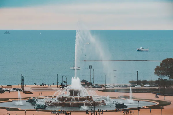 Buckingham Fountain Lake Michigan Chicago Illinois United States — Stock Photo, Image