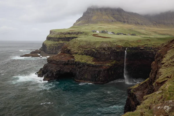 Mulafossur Waterfall Gasadalur Faroe Islands Denmark — Stock Photo, Image