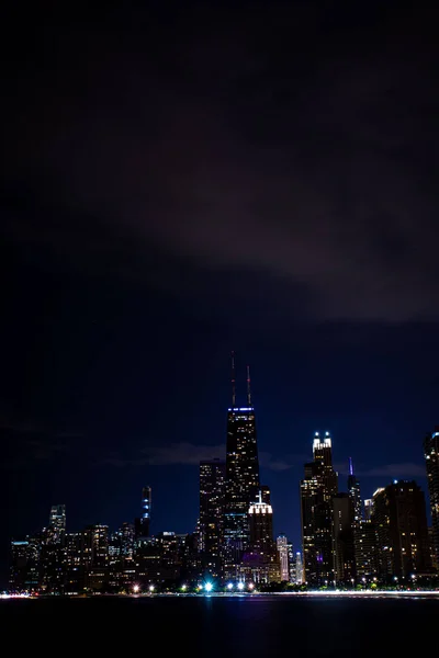 City Skyline Night Chicago Illinois Estados Unidos — Fotografia de Stock