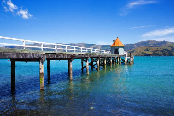 Jetty French Bay Akaroa Banks Peninsula Canterbury Sydön Nya Zeeland — Stockfoto
