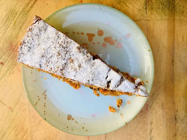 Slice Walnut Carrot Cake Plate — Stock Photo, Image