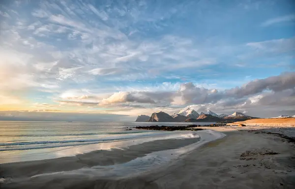 Stor Sandnes Beach Flakstad Lofoten Nordland Norwegia — Zdjęcie stockowe