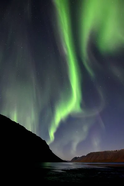 Northern Lights Arnarfjordur Westfjords Iceland — Stock Photo, Image