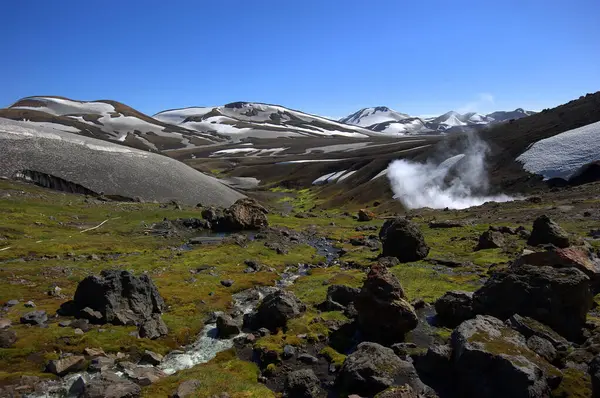 Paisagem Dramática Longo Landmanalaugar Para Thorsmork Trilha Caminhadas Islândia Sul — Fotografia de Stock