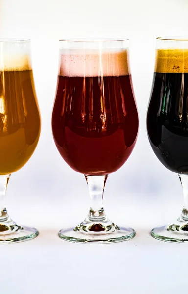 Lunettes Avec Différentes Sortes Bière Artisanale — Photo