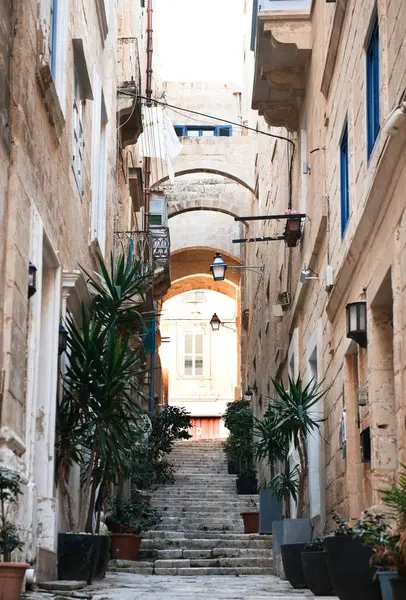 Tradicional Cidade Rua Valletta Malta — Fotografia de Stock