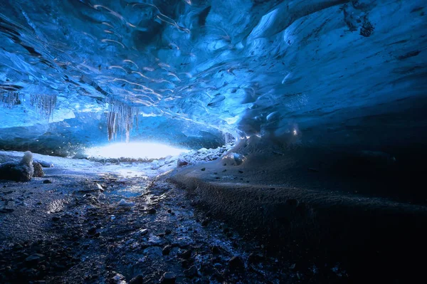 Wnętrze Jaskini Lodowej Park Narodowy Vatnajokull Islandia — Zdjęcie stockowe