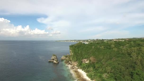 Flying above ocean coast at Bali island — Stock Video