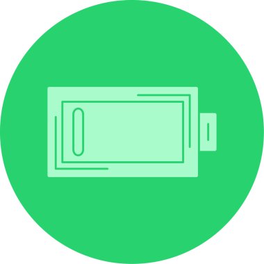 Simple green circle graphic featuring illustration of battery icon centered