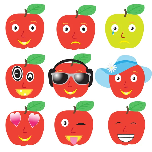 设置的微笑的苹果 — 图库矢量图片