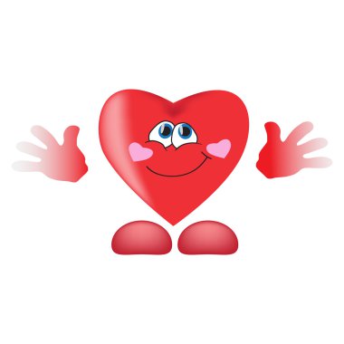  Kalp karikatür, romantik gülümseme