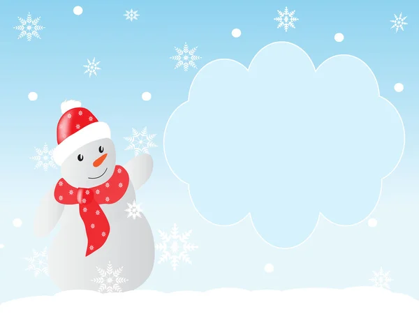 Fondo de invierno con un muñeco de nieve para escribir texto — Vector de stock