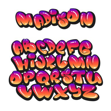 Çizgi roman tarzı çizgi film alfabe. grafiti.